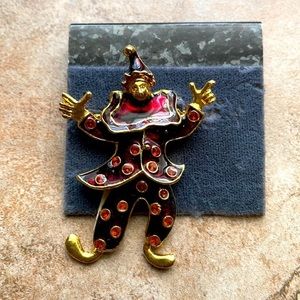 Vintage Dancing Clown Brooch Pin